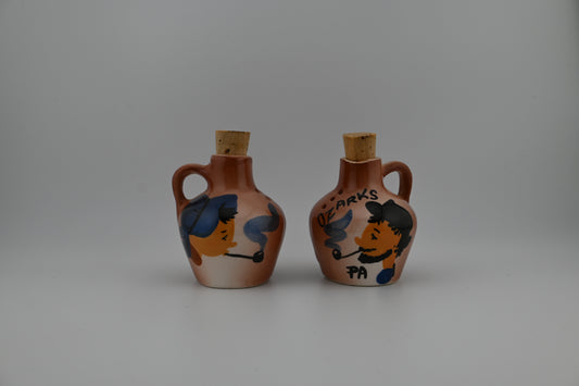 Vintage 1960s Ceramic Ma and Pa Ozarks Salt and Pepper Shakers