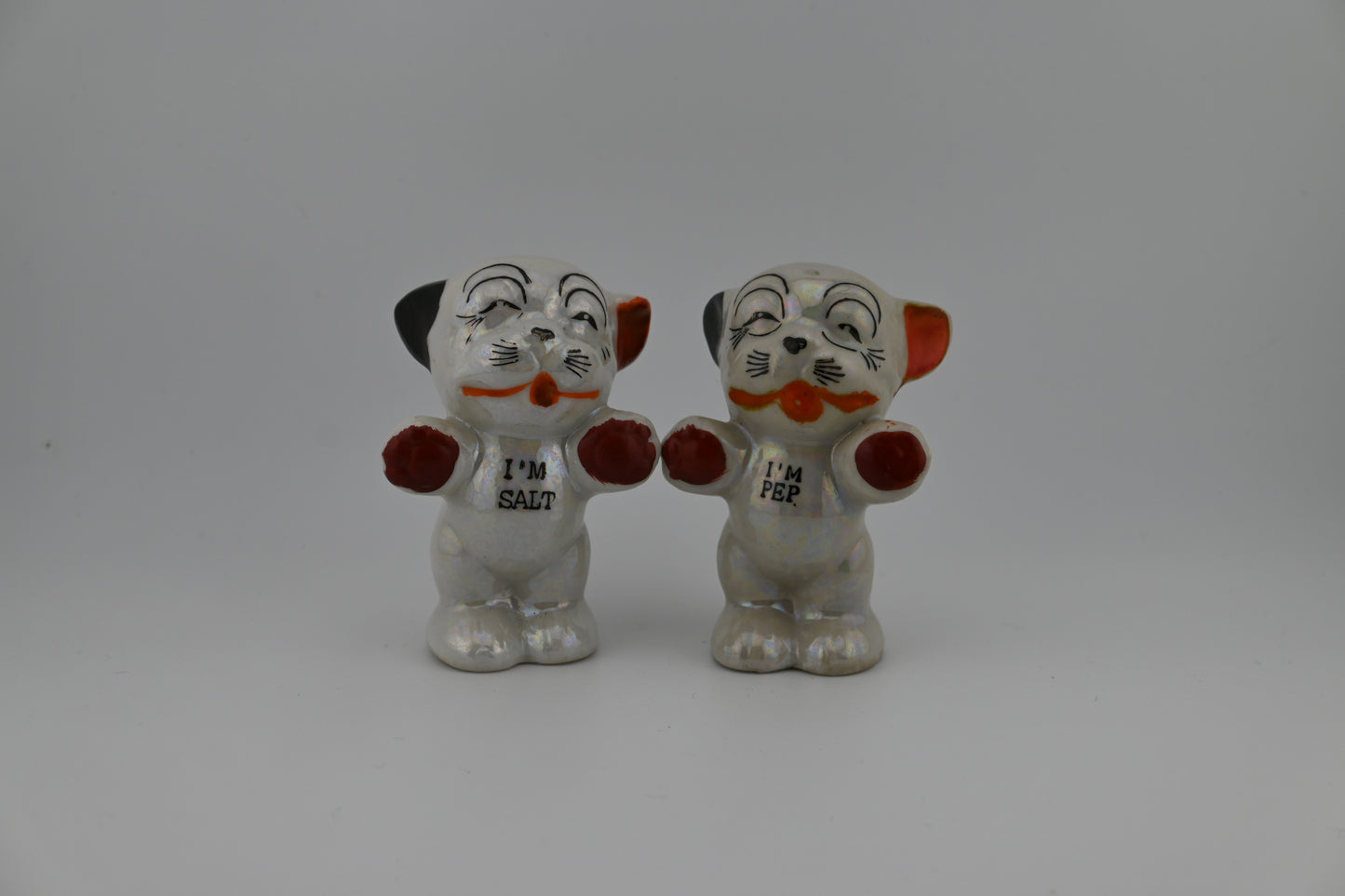 Vintage 1950s Ceramic Bonzo The Dog "I'm Salt" "I'm Pep." Salt & Pepper Shakers Set – Made In Japan