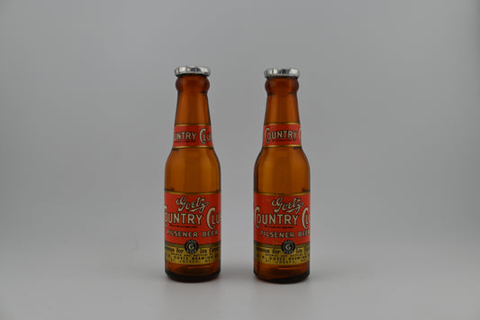 Vintage 1950s Goetz Country Club Pilsner Beer Bottle Salt & Pepper Shakers