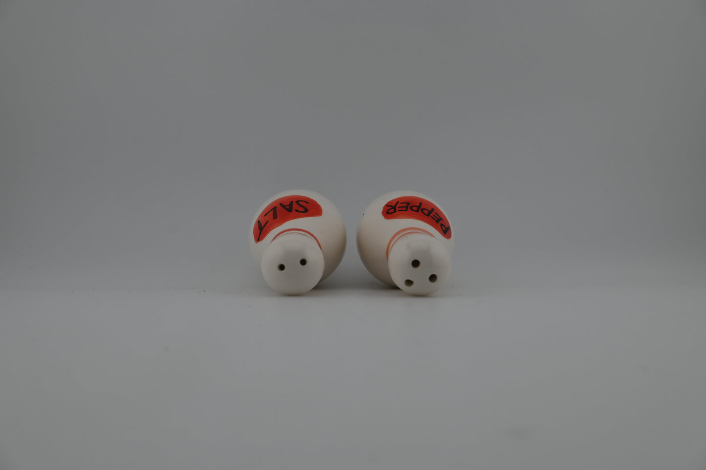 Vintage 1950s Red and White Bowling Pin Salt and Pepper Shakers Set