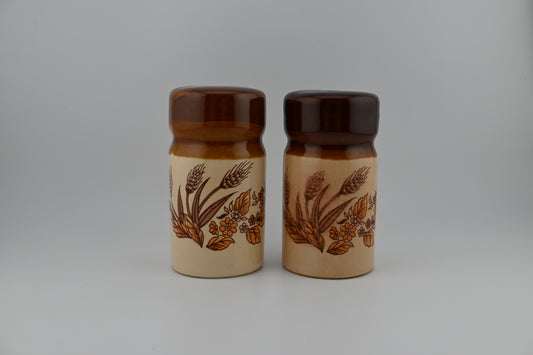 Vintage Buckwheat Stoneware Salt & Pepper Shaker Set - Brown & Tan