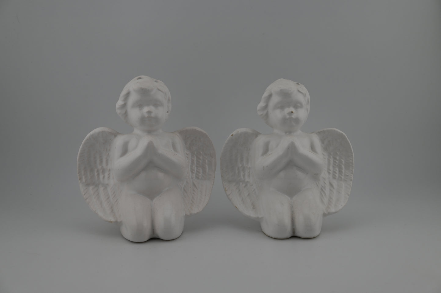 Vintage Praying Baby Angels White Porcelain Rare Salt & Pepper Shaker Set