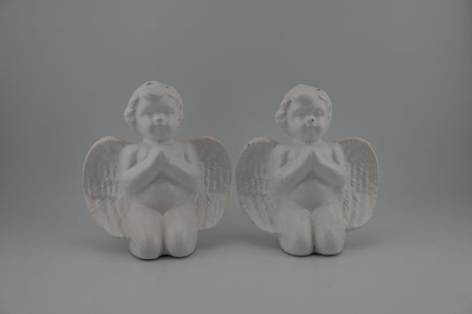 Vintage Praying Baby Angels White Porcelain Rare Salt & Pepper Shaker Set