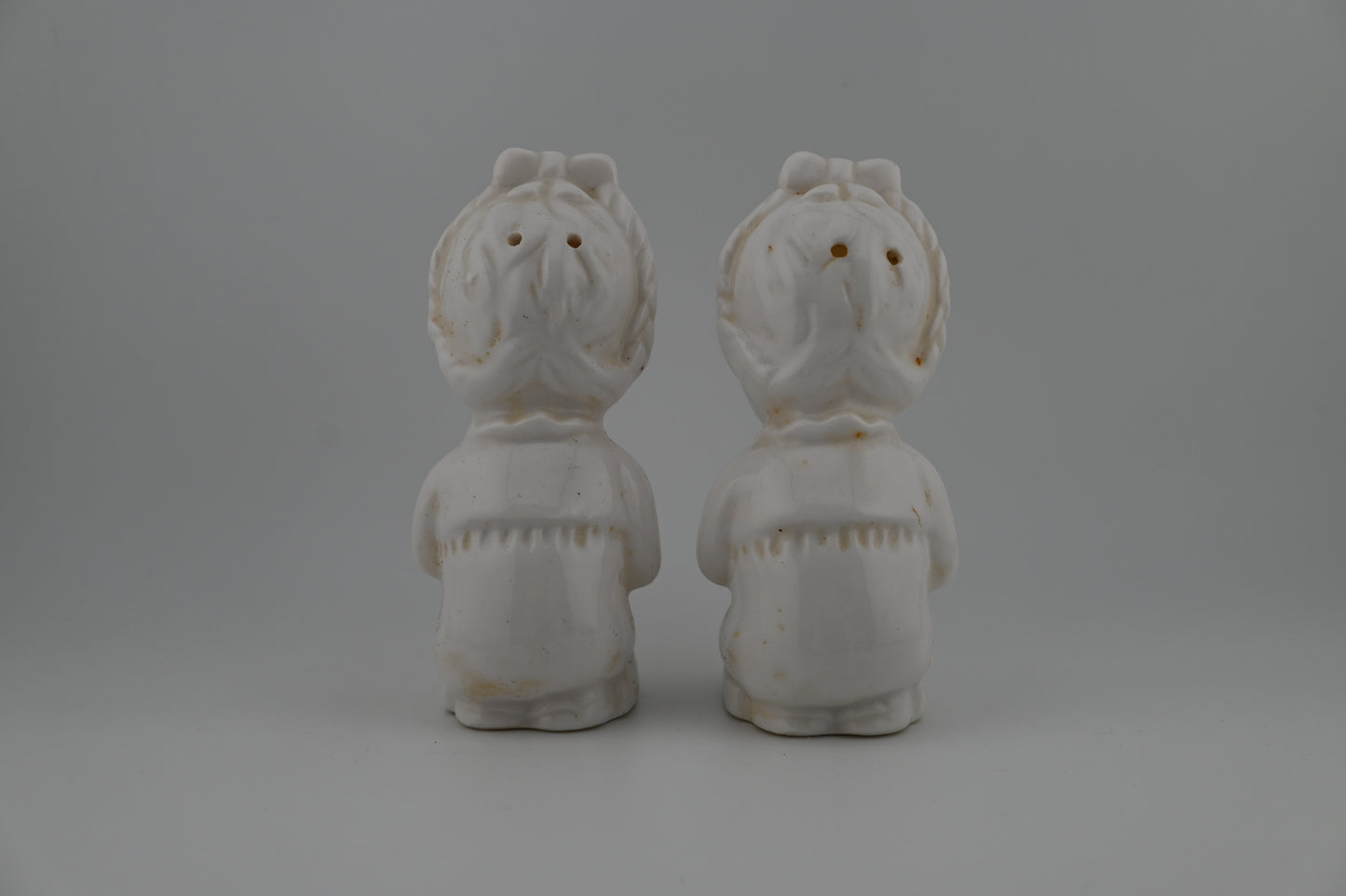 Vintage 1950s Praying White Porcelain Rare Salt & Pepper Shaker Set - Made in Japan