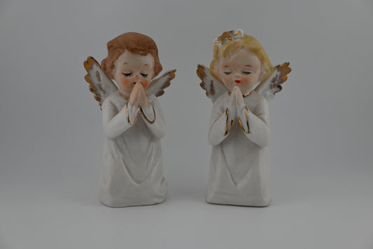 Vintage 1950s Hand-Painted Praying Angel Salt & Pepper Shakers - Made In Japan