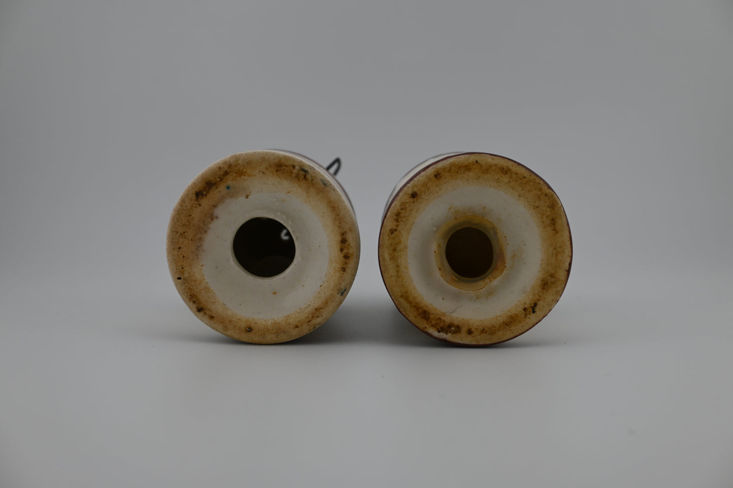 Vintage 1950s Ceramic White & Brown Milk Jug Salt & Pepper Shaker Set