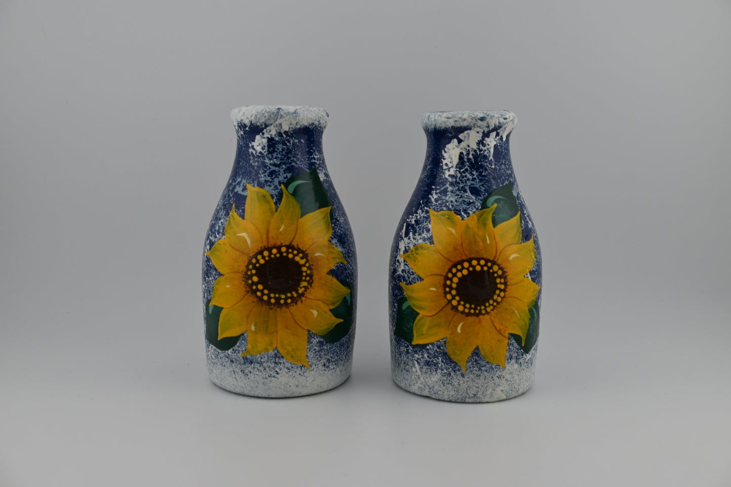 Vintage Hand-Painted Sunflower Starry Night Salt & Pepper Shaker Set