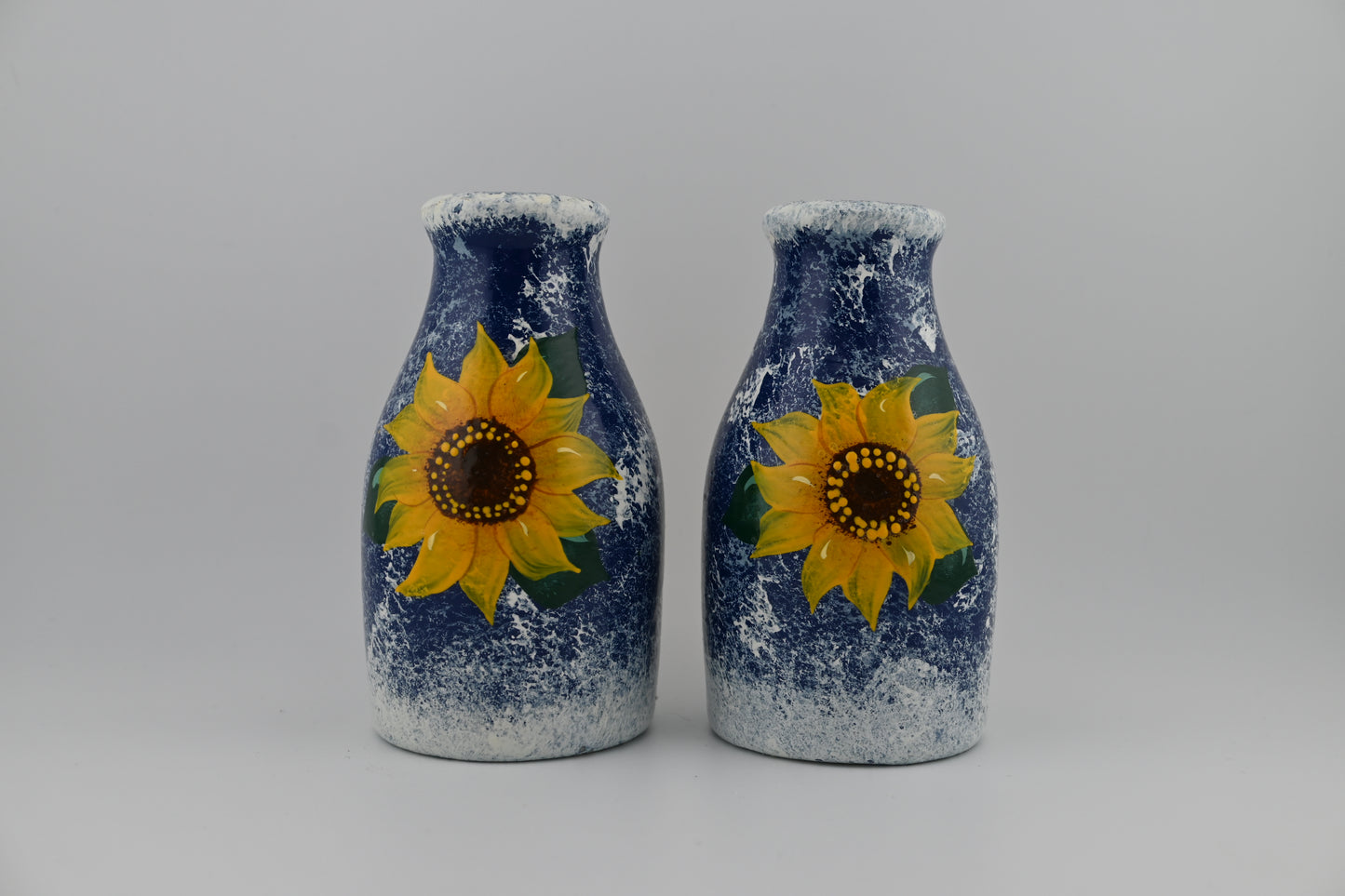 Vintage Hand-Painted Sunflower Starry Night Salt & Pepper Shaker Set