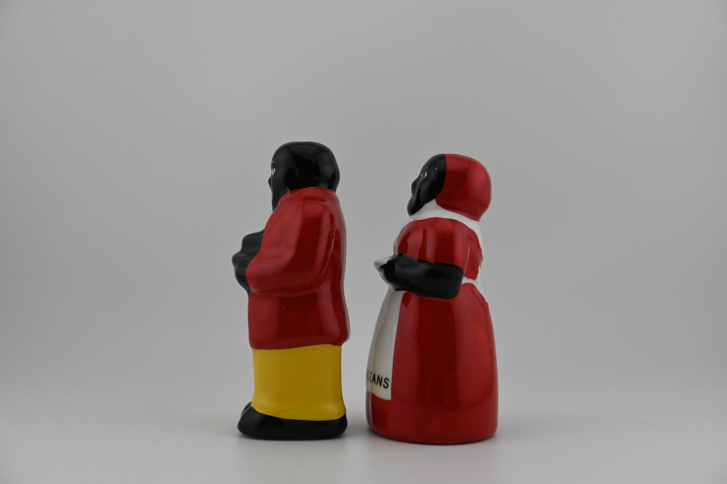 Vintage 1940s Mammy and Uncle Mose "New Orleans" Souvenir Black Americana Porcelain Salt and Pepper Shakers