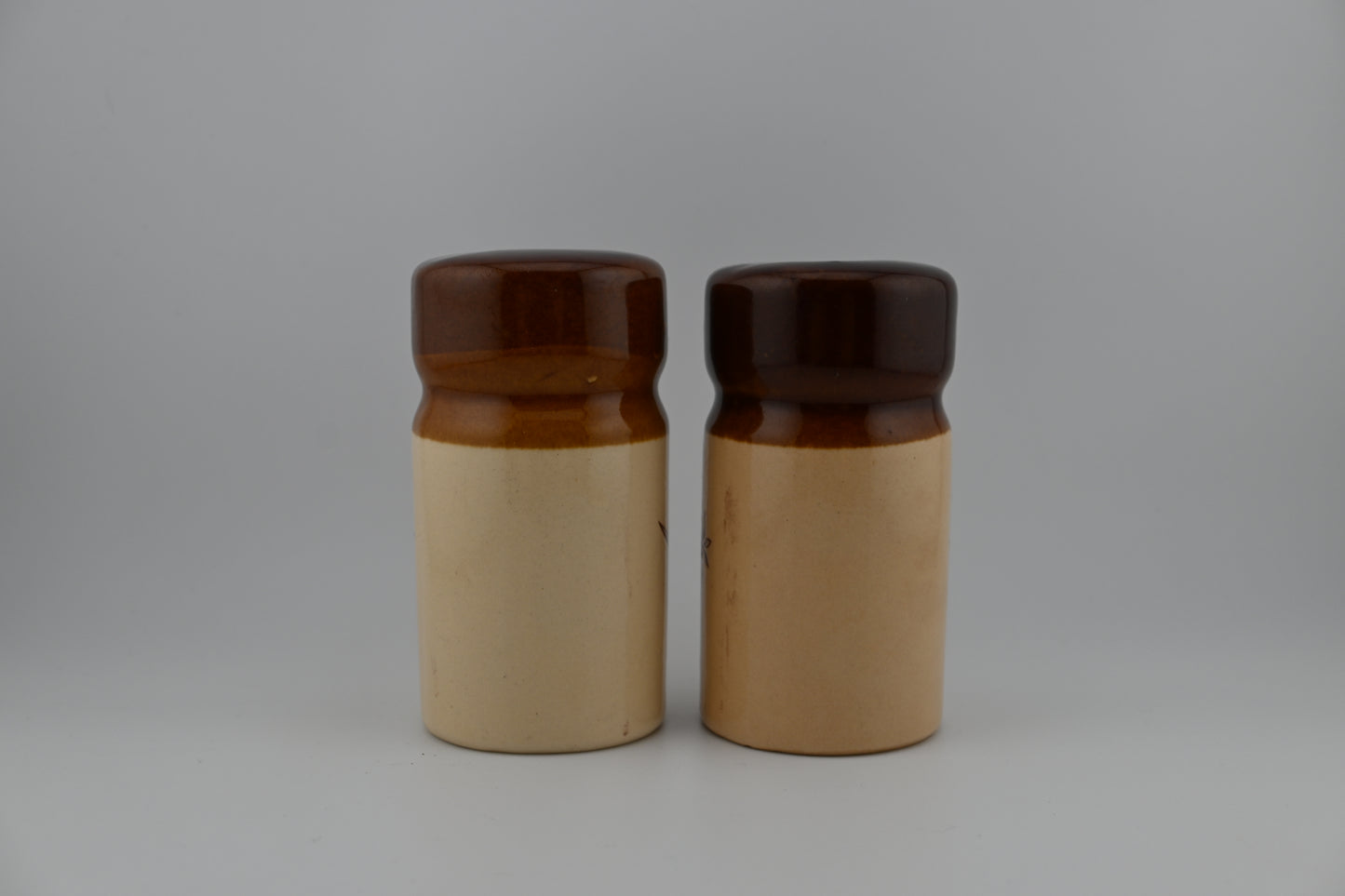 Vintage Buckwheat Stoneware Salt & Pepper Shaker Set - Brown & Tan