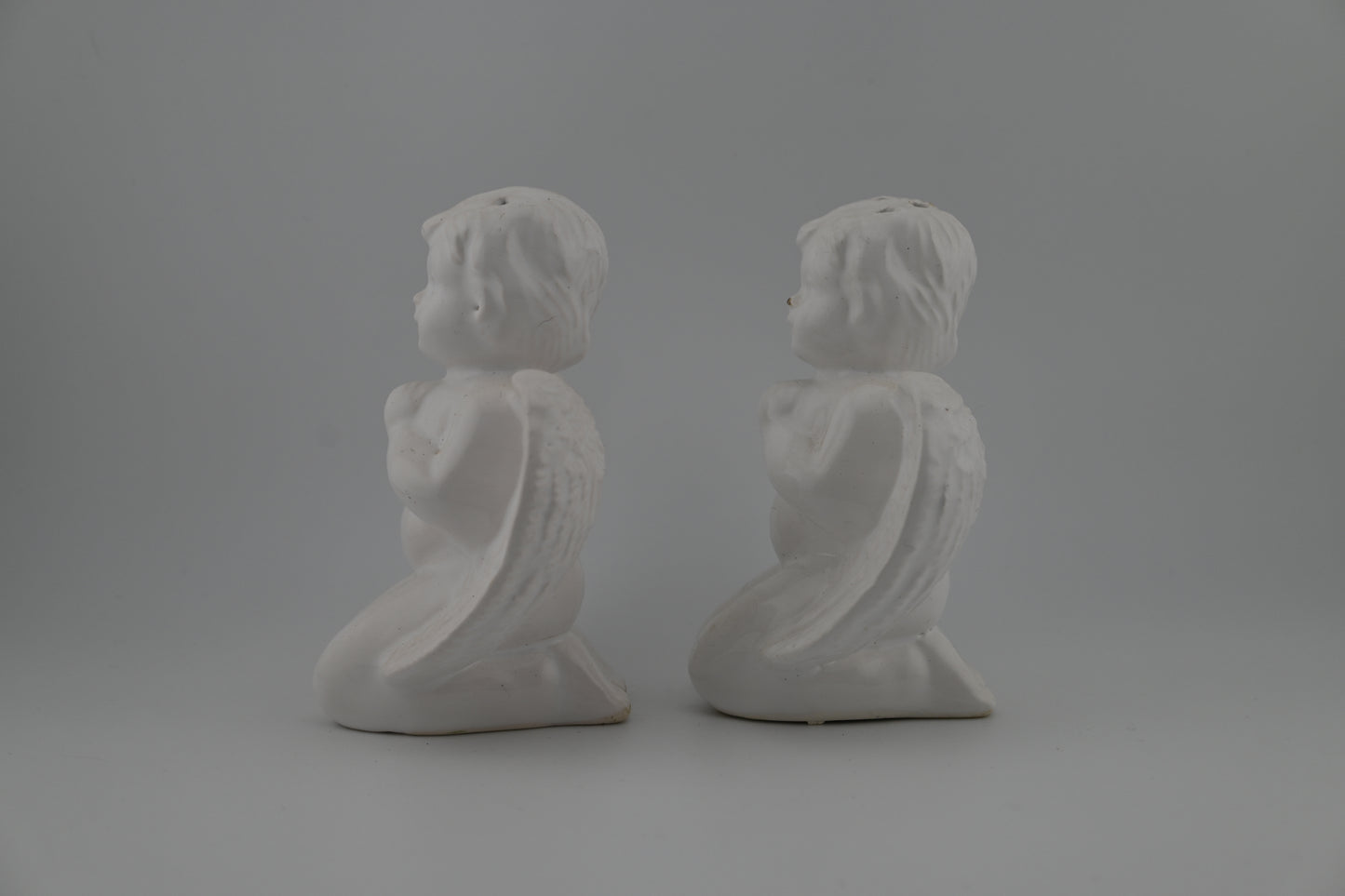 Vintage Praying Baby Angels White Porcelain Rare Salt & Pepper Shaker Set