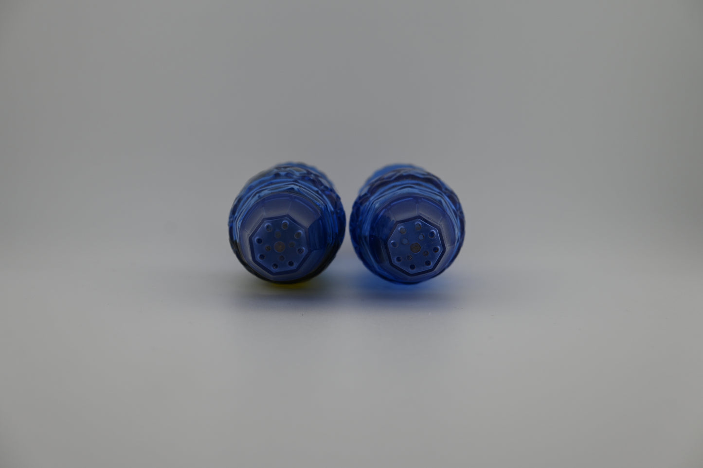 Vintage 1970s AVON Crystalpoint Cobalt Blue Salt & Pepper Shaker Set - Cologne Bottle Pair
